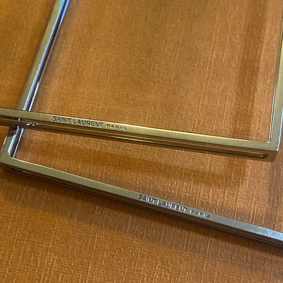 Saint Laurent Double Square Hoop Earrings in Metal - Picture 5 of 8